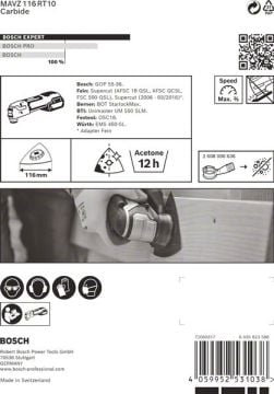 Bosch Starlock Aksesuarı / Expert StarlockMax Testere Ucu MM MAVZ116RT10 (1 Adet) - 2608900051