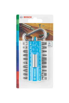 Bosch 21 Parça Yaylı Kancalı Vidalama(Mavi) - 2607002822