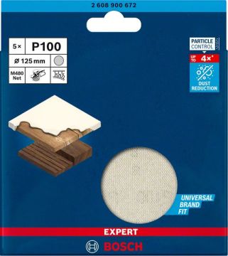Bosch Ağ Zımpara Expert M480 Ø125 mm 100 Kum (5 Adet) - 2608900672
