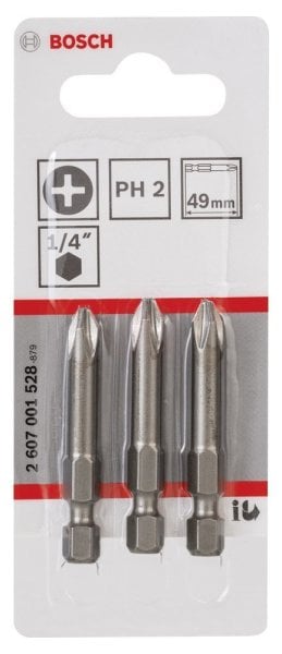 Bosch Vidalama Ucu Extra Hard PH2x49 mm (3 Adet) - 2607001528