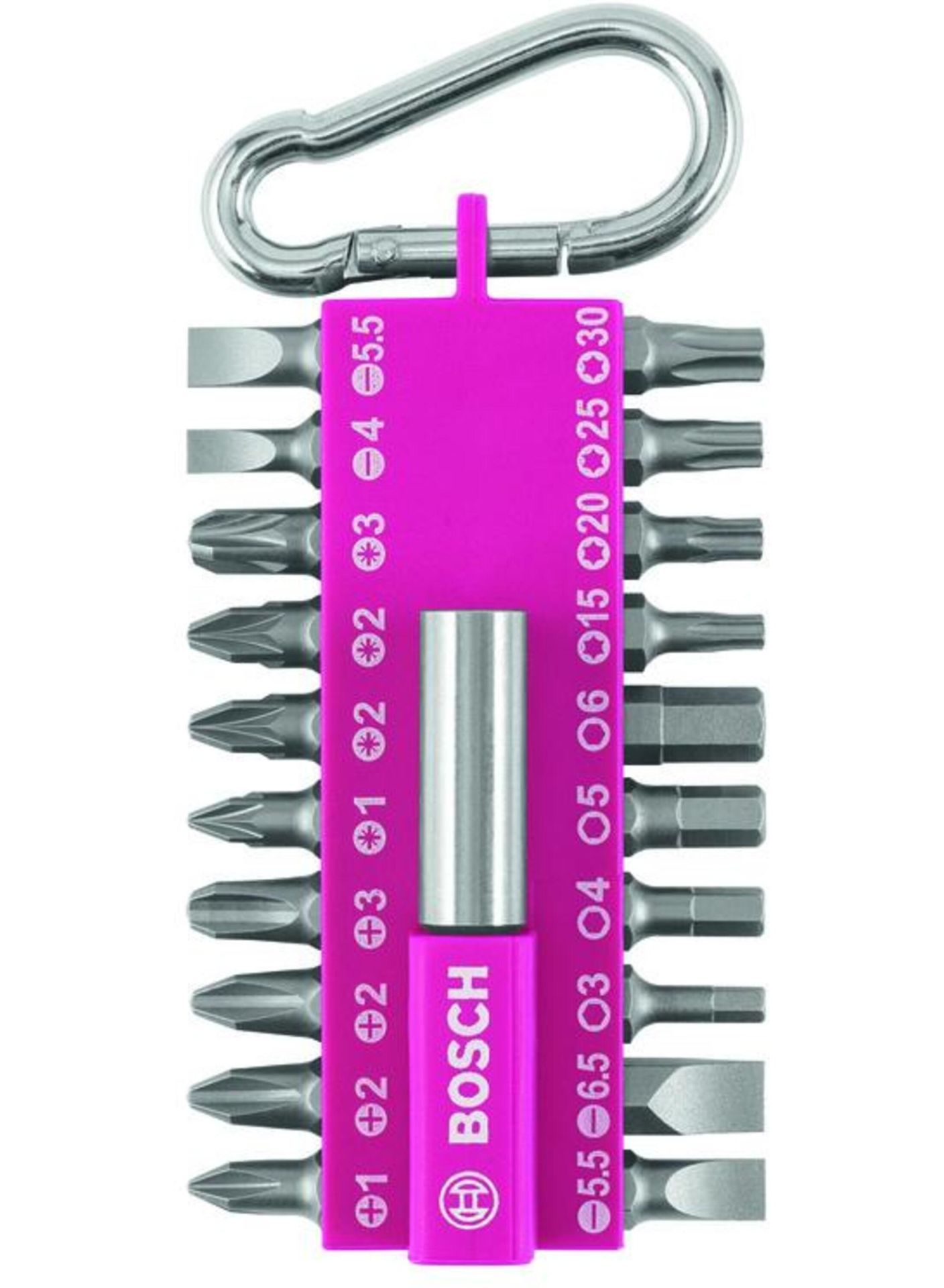 Bosch 21 Parça Yaylı Kancalı Vidalama(Pembe) 8 li Karton Standlı - 2607012000