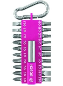 Bosch 21 Parça Yaylı Kancalı Vidalama(Pembe) 8 li Karton Standlı - 2607012000