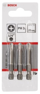 Bosch Vidalama Ucu Extra Hard PH3x49 mm (3 Adet) - 2607001531
