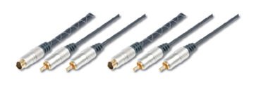 Assmann Ev Sinema Sistemleri İçin Yüksek Kalite Audio Kablosu, 4 Pin S-Vhs Erkek, 2 X Rca (Cinch) Erkek 4 Pin S-Vhs Erkek, 2 X Rca (Cinch) Erkek, Ferrite Filtreli, 1.50 Mt