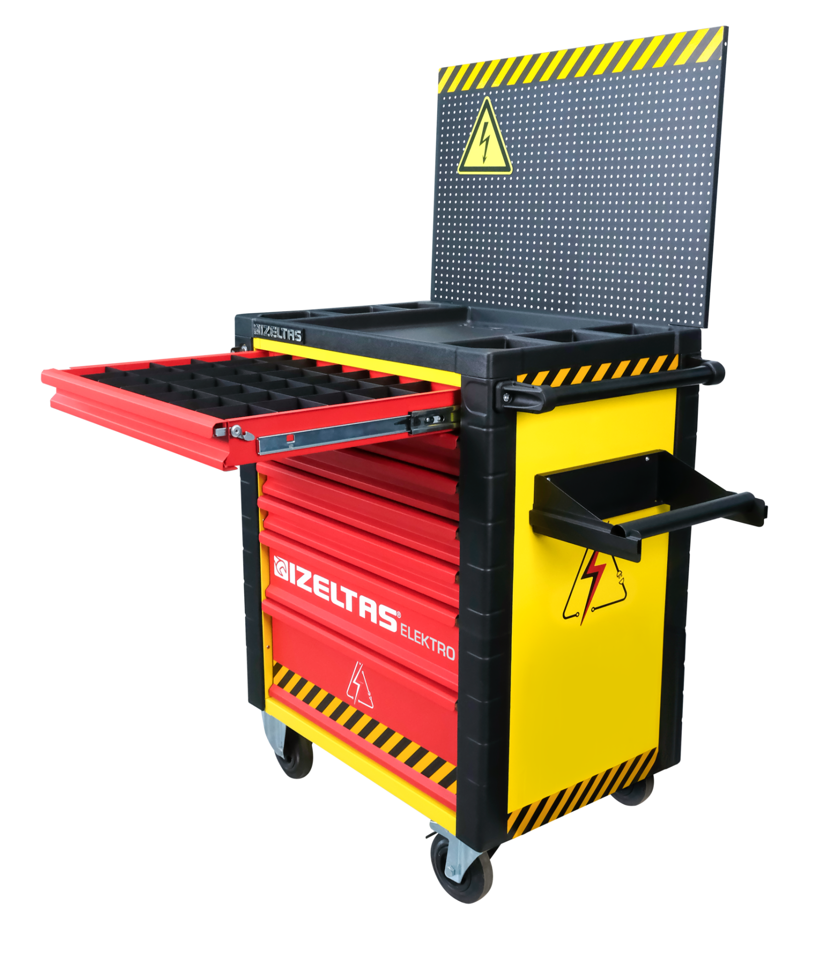 İzeltaş Elektro Takım Dolabı Kırmızı Sarı 7 Çekmece 94 Parça