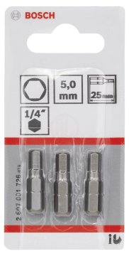 Bosch Vidalama Ucu Extra Hard HEX5x25 mm (3 Adet) - 2607001726