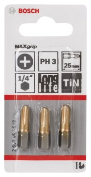 Bosch Maxgrip Vidalama Ucu Ph3X25 Mm 3 Lü - 2607001548