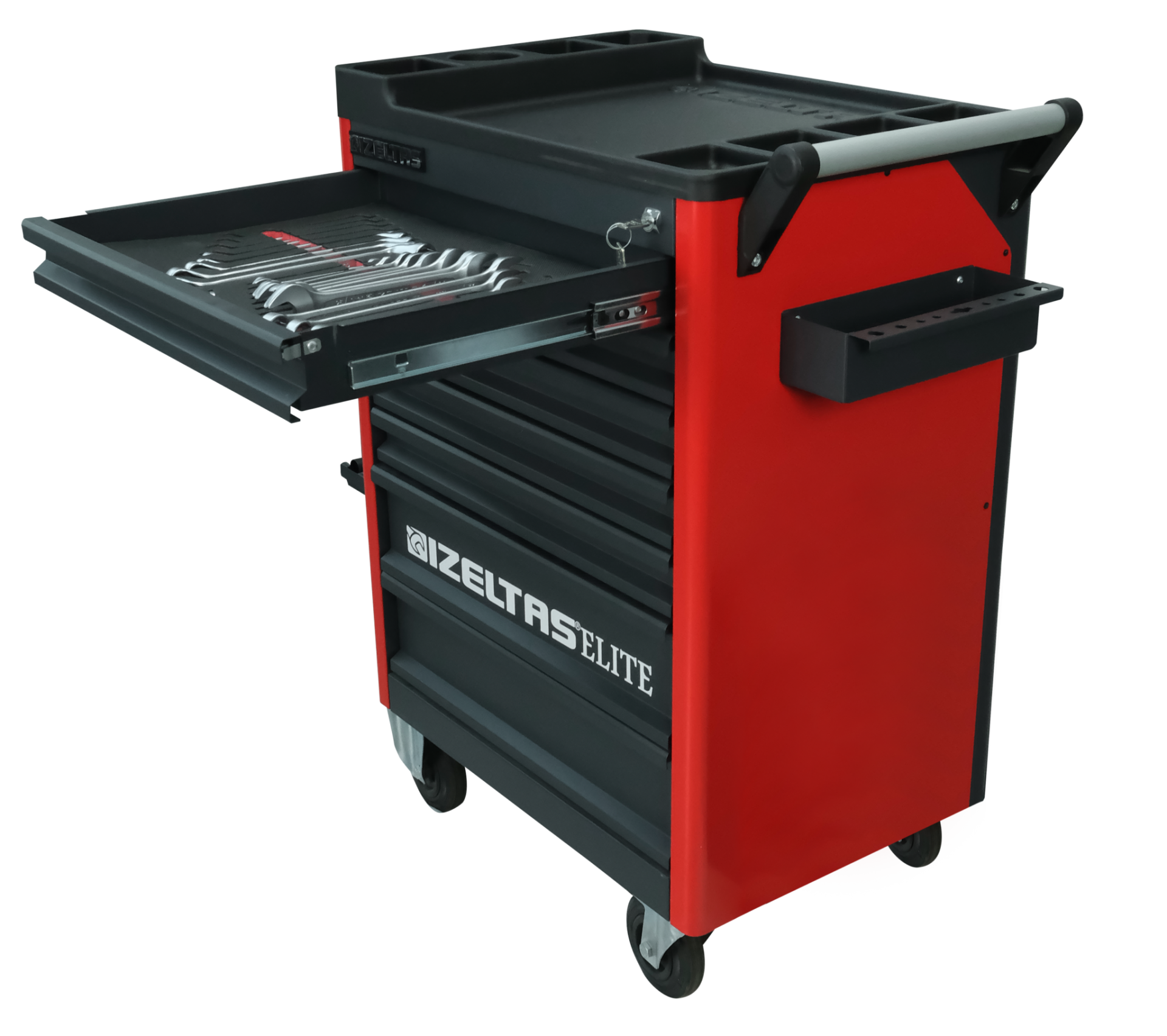 İzeltaş Elıte Seri Takım Dolabı 7 Çekmece Kırmızı Siyah 139 Parça