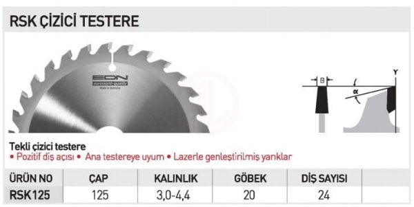 Edn RSK 125 ÇİZİCİ TESTERE 125 MM 24 DİŞ - EDNRSK12531442224