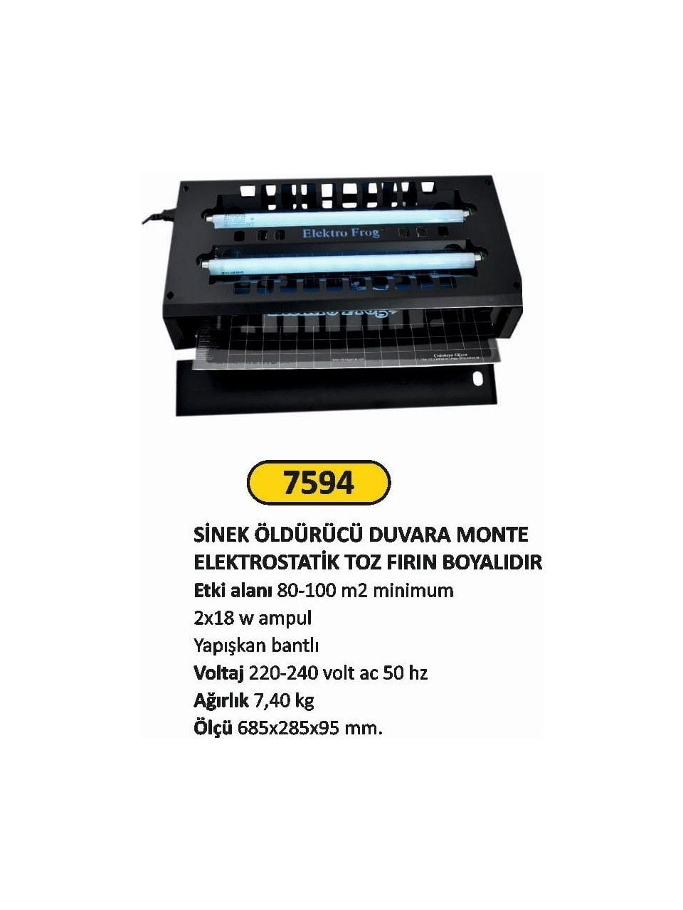 Arı Metal Sinek Öldürücü Duvara Montaj Siyah 68,5X28,5X9,5 Cm