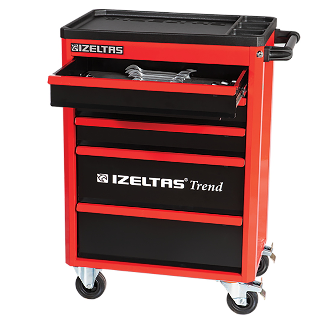 İzeltaş Trend Serisi Takım Dolabı 3 Çekmeceli Kırmızı Gövde - Siyah Çekmece (Boş)