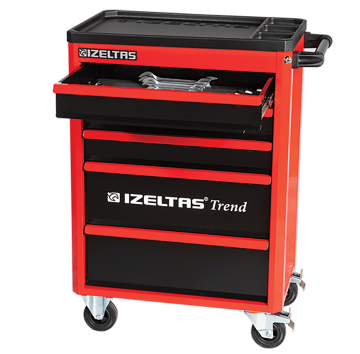 İzeltaş Trend Serisi Takım Dolabı 3 Çekmeceli Kırmızı Gövde - Siyah Çekmece (Boş)