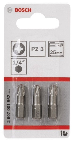 Bosch Vidalama Ucu Extra Hard PZ3x25 mm (3 Adet) - 2607001562
