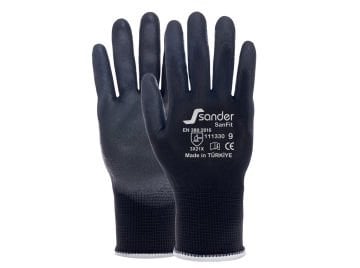 Sander Sanfit Pu Kaplı Hassas Montaj Eldiveni 1/2 Pu Siyah/Siyah No 08