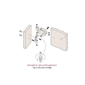 Tempo Islak Hacim Elemanı Alüminyum + Zamak Elektrostatik Kabin Kapı Menteşesi 13 Mm