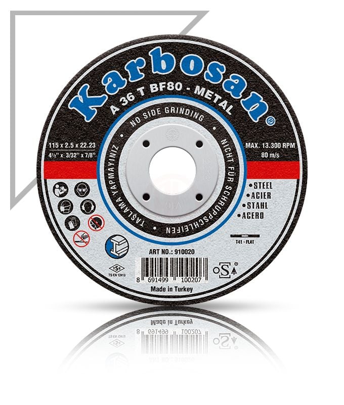Karbosan Metal Kesme Disk T41 Düz 180x3,0x22,23 mm A 36 T BF80 - KAR910040