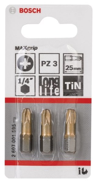 Bosch Maxgrip Vidalama Ucu Pz3X25 Mm 3 Lü - 2607001595