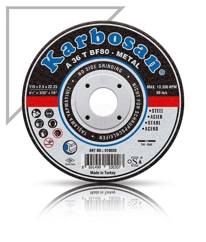 Karbosan Metal Kesme Disk T41 Düz 115x3,0x22,23 mm A 36 T BF80 - KAR910910