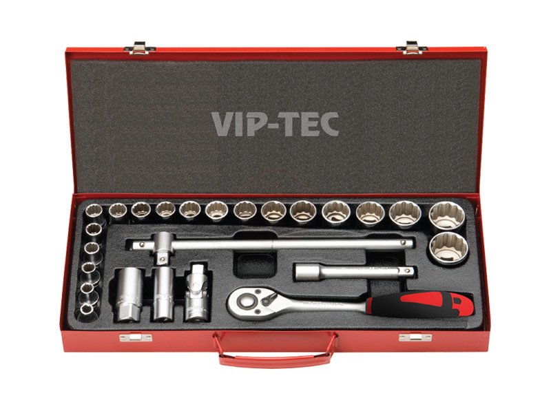 Vip-Tec Oniki Köşe Yıldız Lokma Anahtar Takımı 1/2 İnç 25 Parça Metal Kutu - VT114125