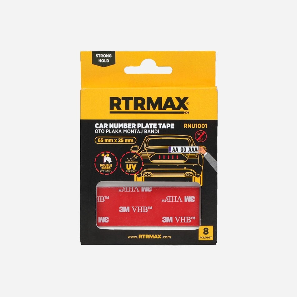 Rtrmax RNU1001 Çift Taraflı Oto Plaka Montaj Bandı 8 Adet 65 Mm x 25 Mm