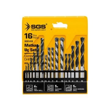 SGS 1418 16 Parça Ahşap/Metal/Beton Matkap Ucu Seti