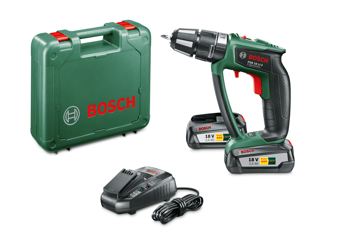 Bosch Akülü Darbeli Vidalama Matkabı PSB 18 LI-2 Ergo (2 x 2,5 Ah Akü) - 06039B0301