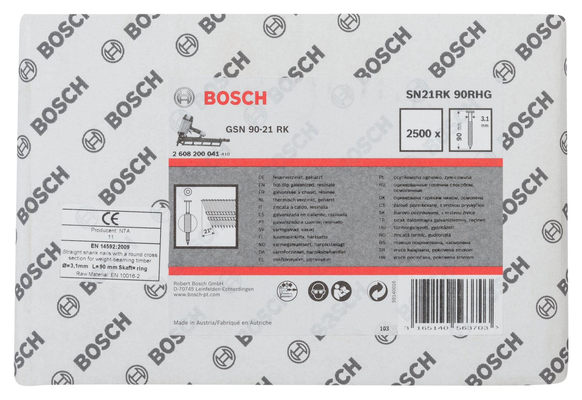 Bosch Yuvarlak Kafalı Yivli Şerit Çivi 90 Mm Galvanizlen