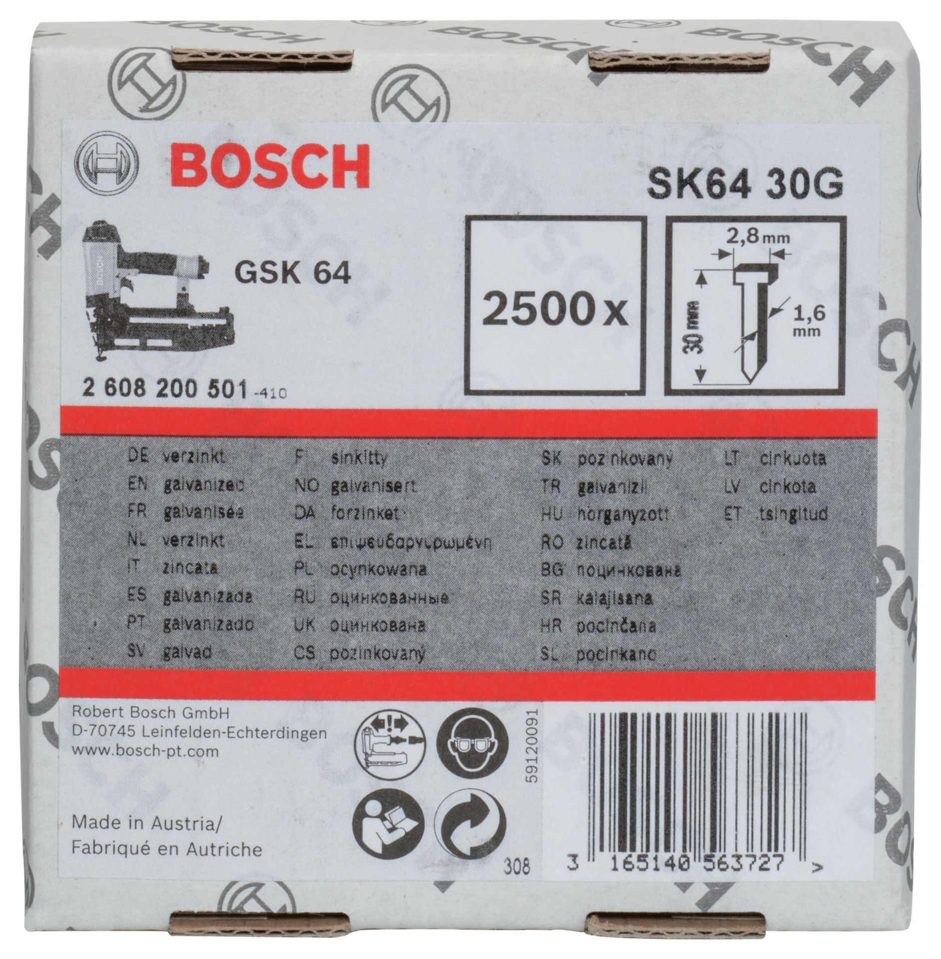 Bosch Havşa Başlı Matris Çivisi 30 Mm 2500 Lü Galvanizli