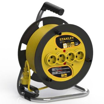 Stanley IP20 ST-E Serisi 4 Soketli 50 Metre Makaralı Kablo 3x1.5 mm H05VV-F