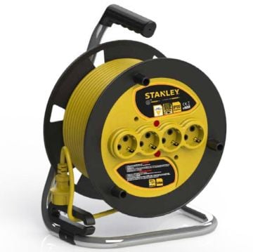 Stanley IP20 ST-E Serisi 4 Soketli 50 Metre Makaralı Kablo 3x1.5 mm H05VV-F
