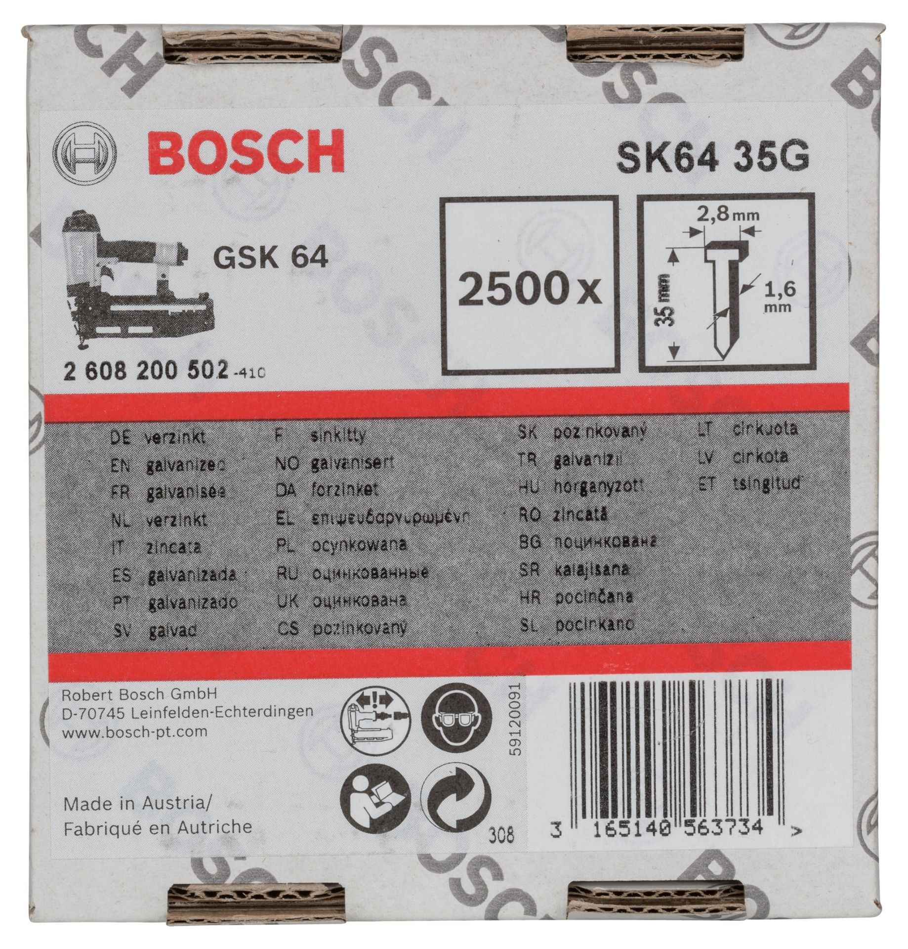 Bosch Havşa Başlı Matris Çivisi 35 Mm 2500 Lü Galvanizli
