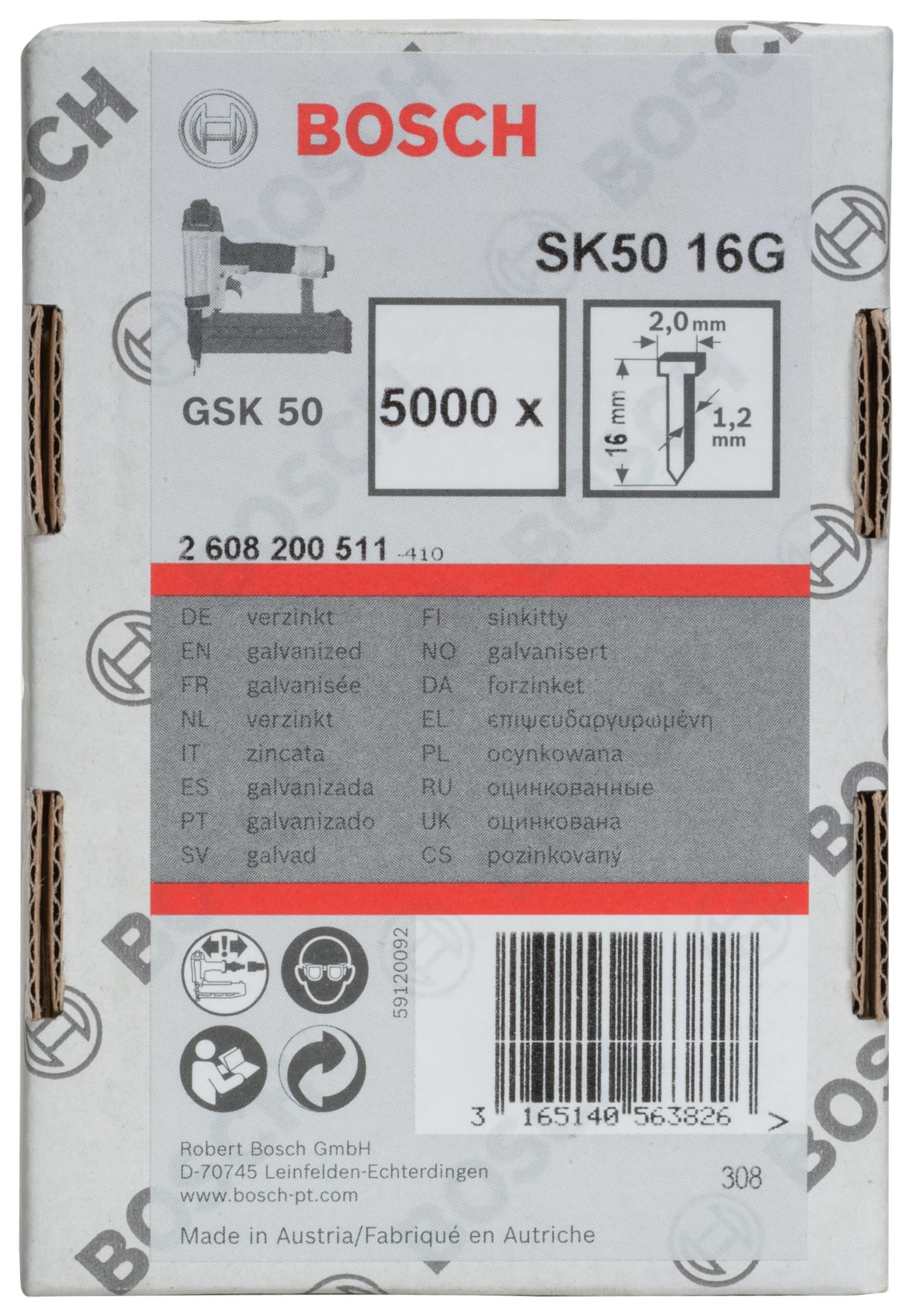 Bosch Gsk 50 İçin Havşa Matlı Matris Çivisi 16 Mm 5000