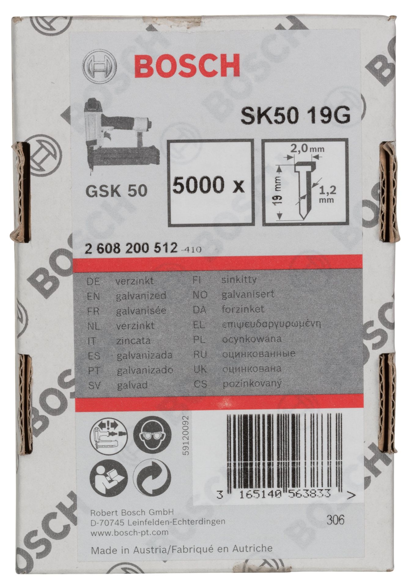 Bosch Gsk 50 İçin Havşa Matlı Matris Çivisi 19 Mm 5000
