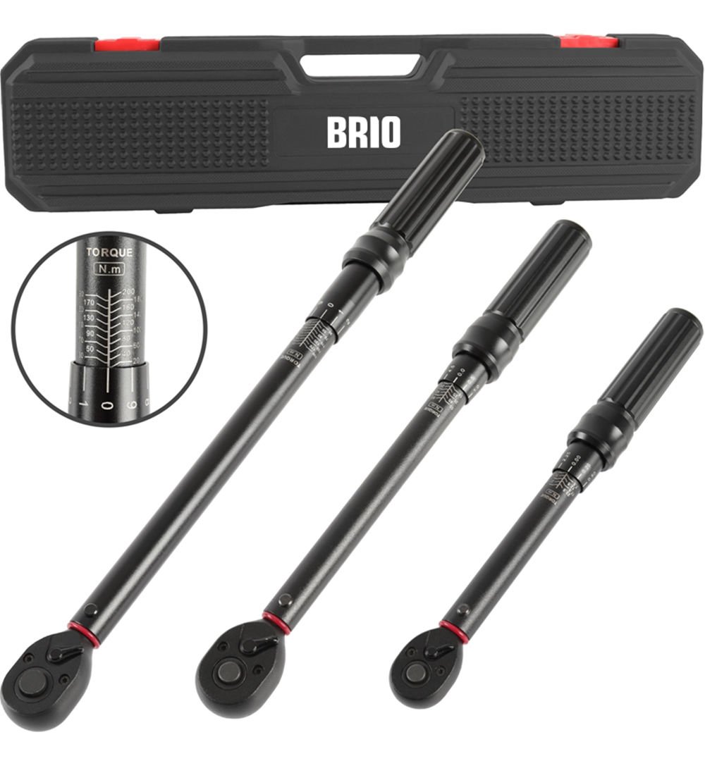 Brio Tork Anahtarı 3 AD 1/4'' 5-25 NM, 3/8'' 10-60 NM, 1/2'' 20-200