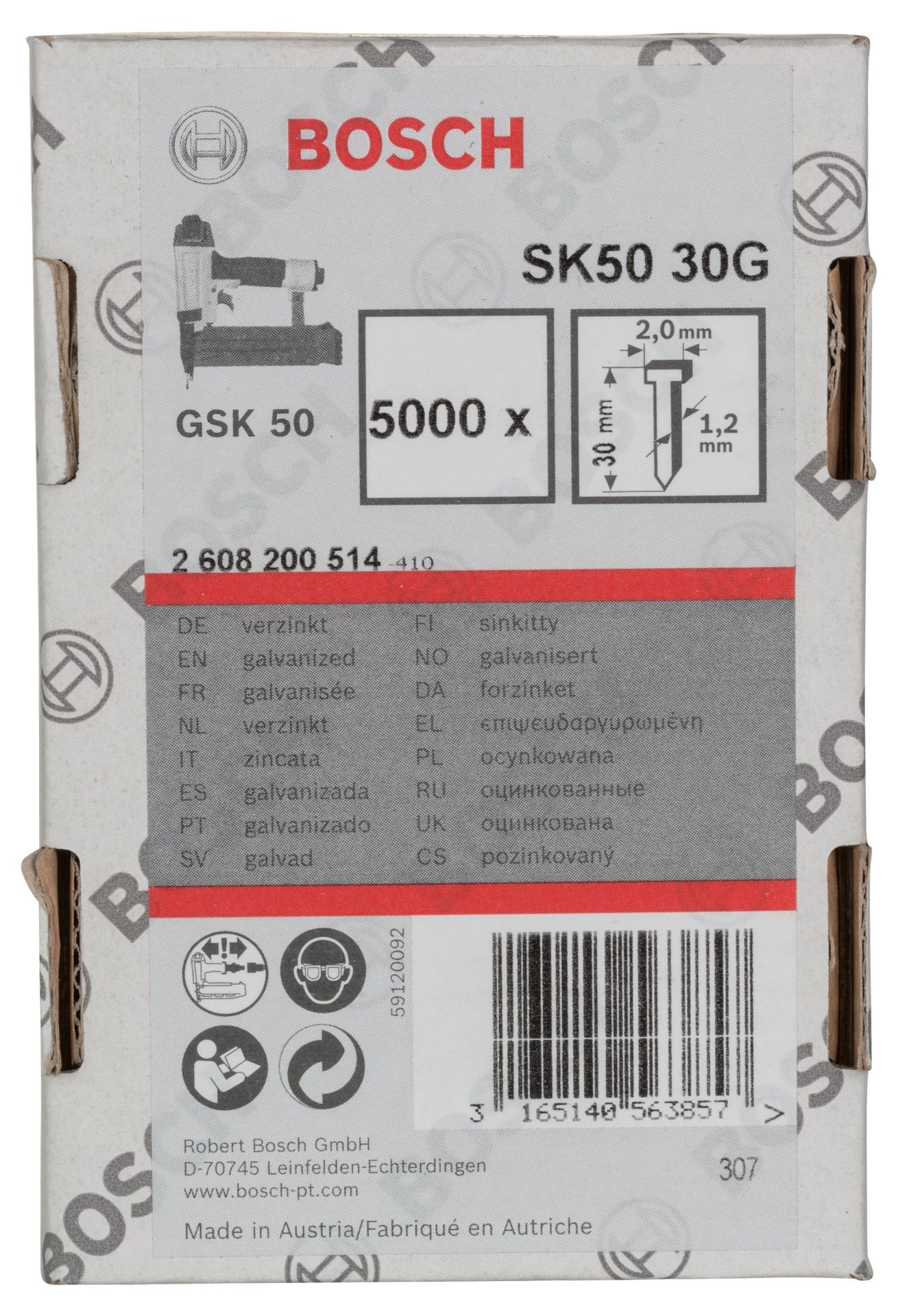 Bosch Gsk 50 İçin Havşa Matlı Matris Çivisi 30 Mm 5000