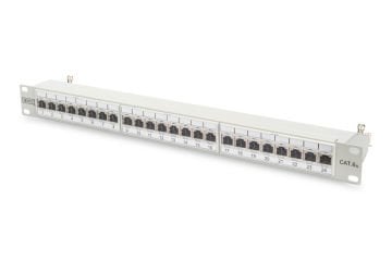 Assmann Digitus 19 Inch 24 Port Cat-6A Ea Sınıfı Ftp Patch Panel, Zırhlı, 1U, Tozdan Korumak İçin Kapaklı, 8P8C, Gri Ral 7035 Renk