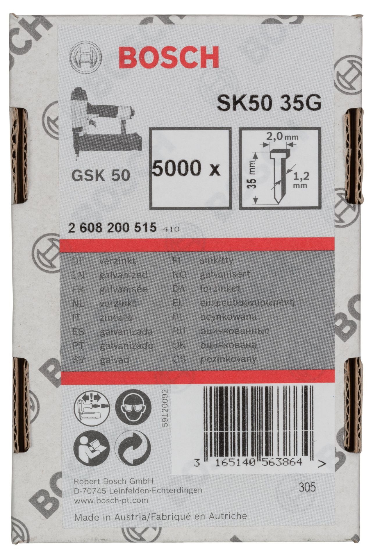 Bosch Gsk 50 İçin Havşa Matlı Matris Çivisi 35 Mm 5000