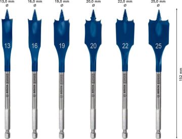 Bosch Ahşap Matkap Uç Expert SCS Yaprak HEX Set (6 Parça) (13-25 mm) - 2608900333