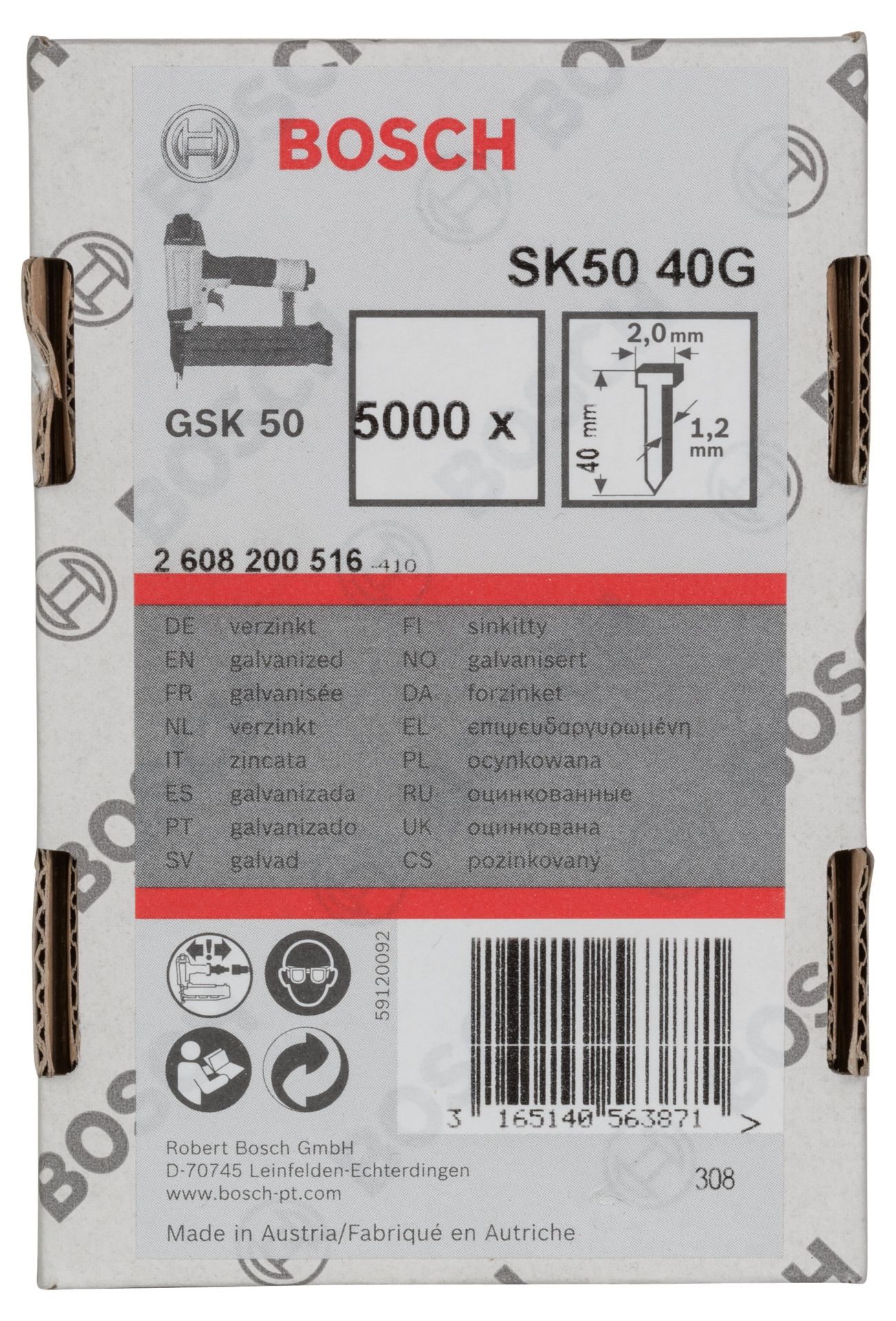 Bosch Gsk 50 İçin Havşa Matlı Matris Çivisi 40 Mm 5000