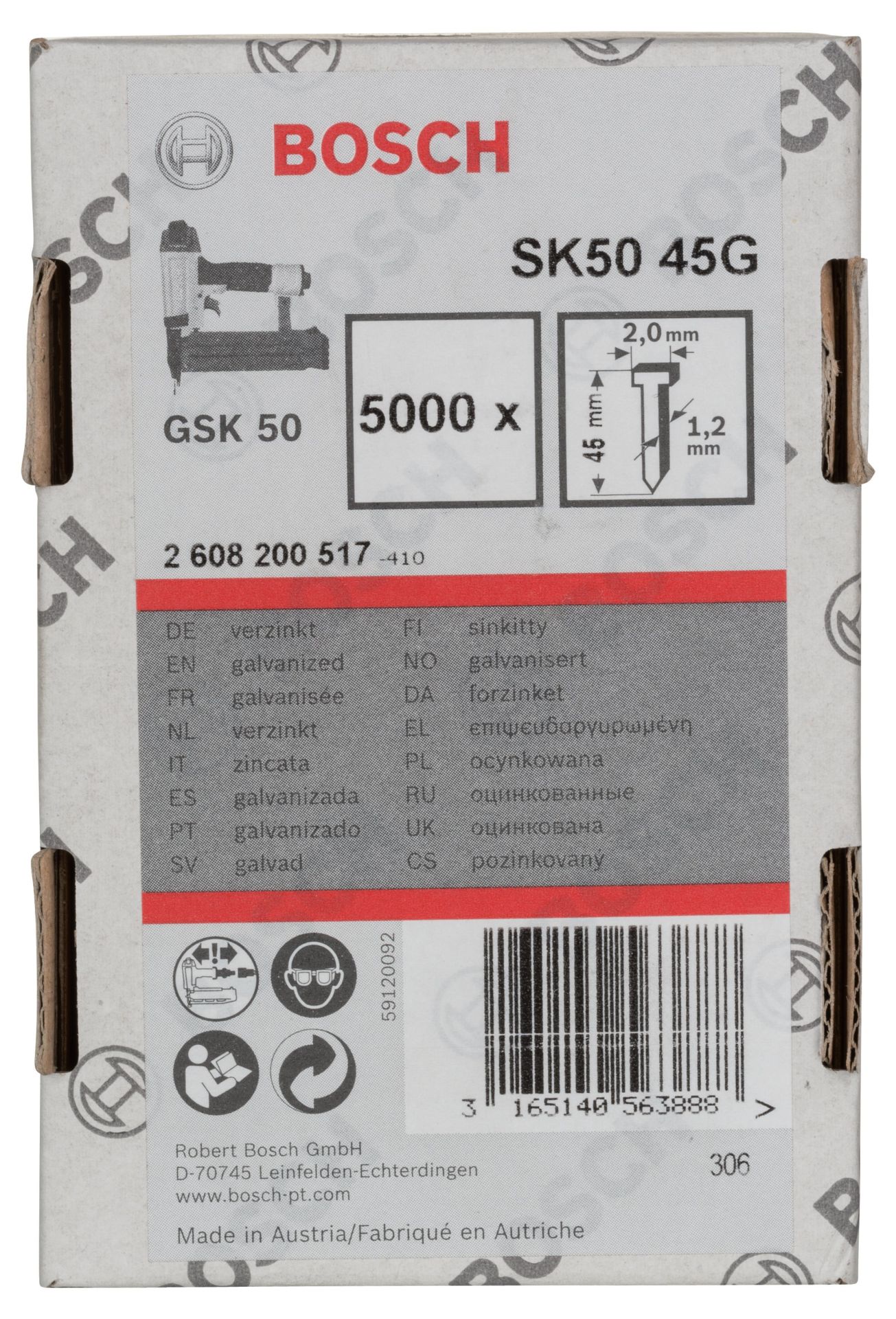 Bosch Gsk 50 İçin Havşa Matlı Matris Çivisi 45 Mm 5000