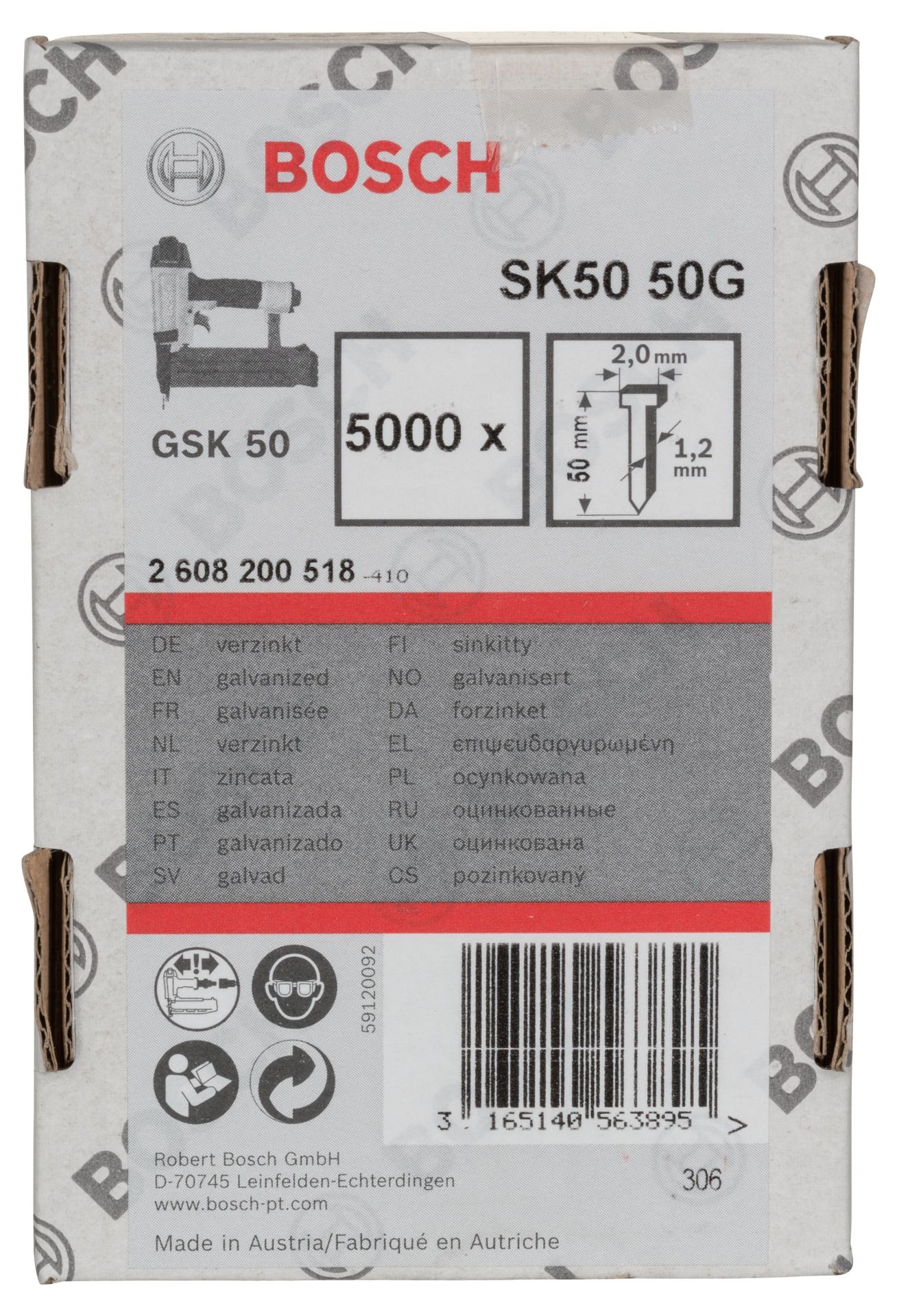 Bosch Gsk 50 İçin Havşa Matlı Matris Çivisi 50 Mm 5000