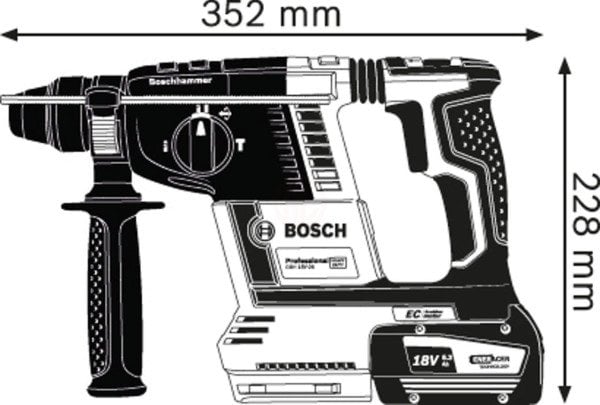 Bosch Akülü Kırıcı Delici Makine SDS Plus GBH 18V-26 (2 x 6,0 Ah Akü) - 0611909003