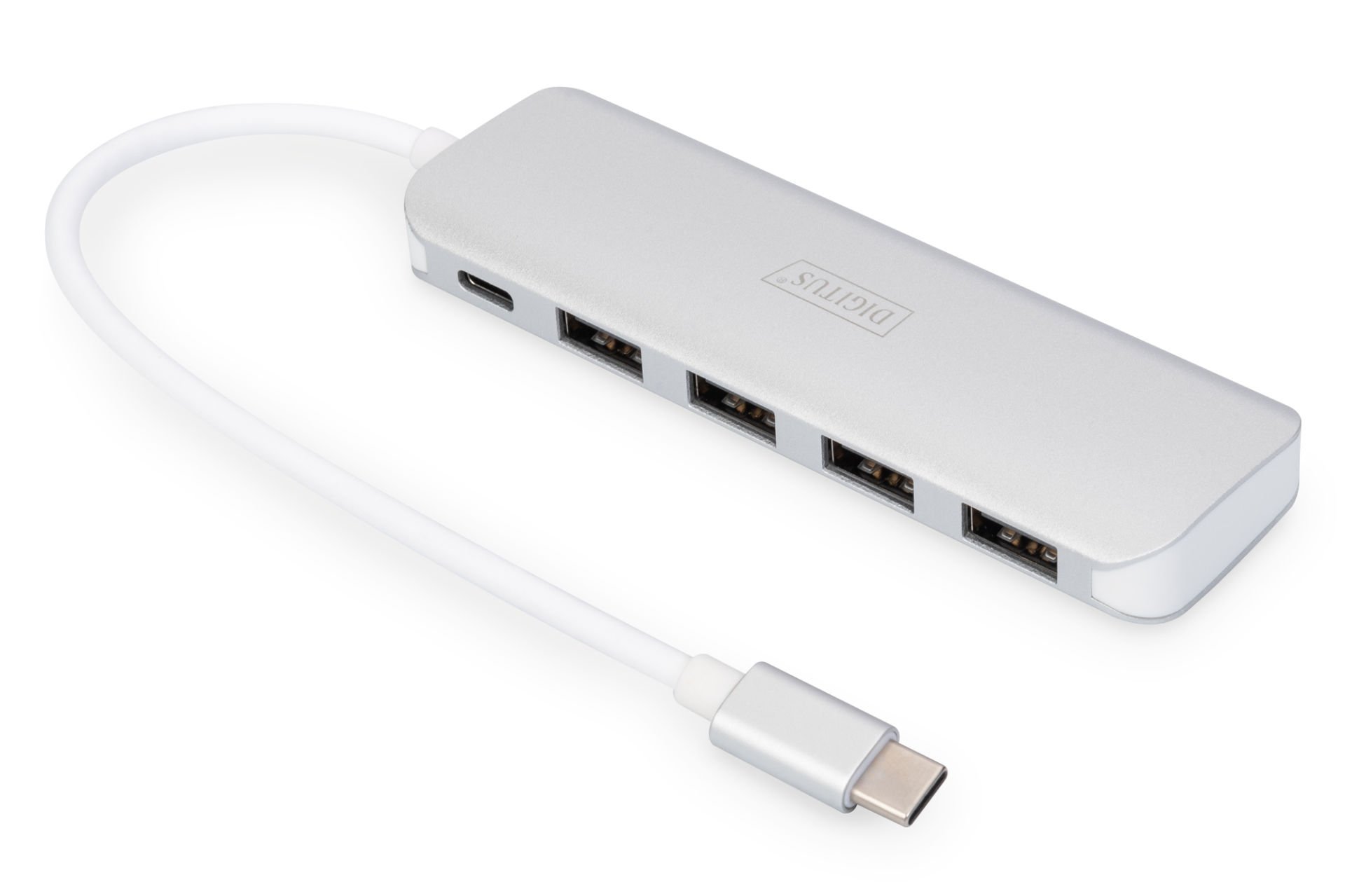 Assmann Digitus 4 Port Usb 3.0 Hub, 4 X Usb 3.0 Usb-A Dişi Konnektör (Usb Çevre Ürünü), 1 X Usb Tip C Pd (Power Delivery) Port, 1 X Usb Tip C Erkek Port (Bilgisayar Bağlantısı İçin), Alüminyum, Mac Ve Windows Destekler