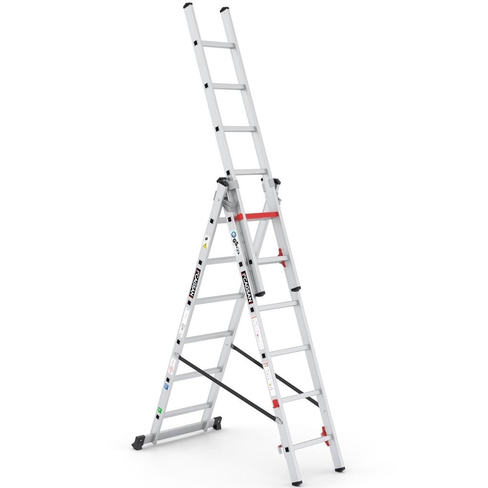 Çağsan Üç Parçalı Çok Amaçlı Alüminyum Merdiven 3x6 Basamaklı - TS6160