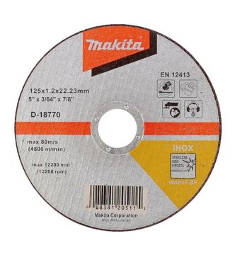 Makita İnox Kesme Taşı  -  Düz 125X1.2 Mm - MAAD-18770
