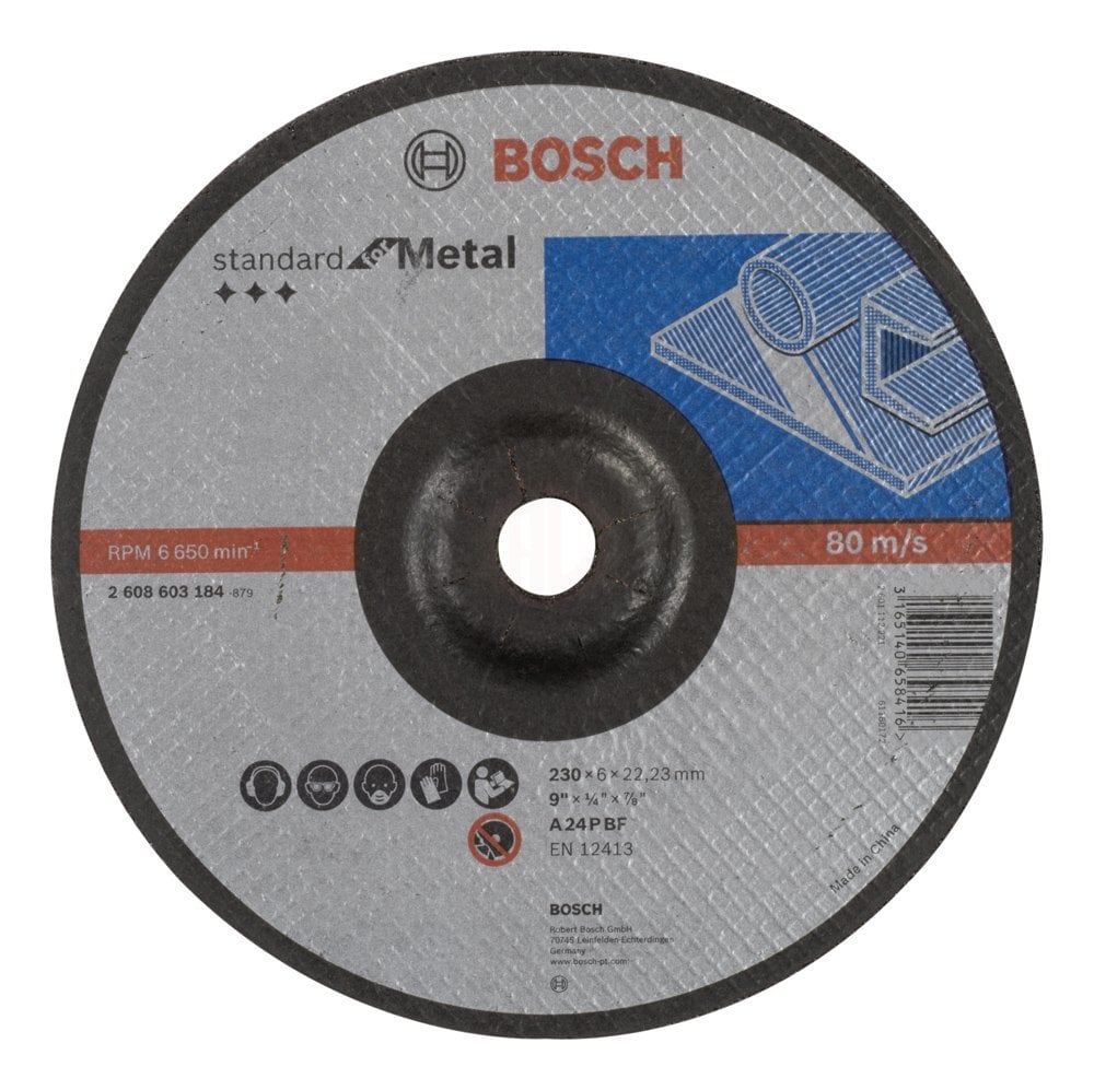 Bosch Taşlama Diski Standard For Metal Bombeli 230x22,23x6,0 mm (A 24 P BF) - 2608603184