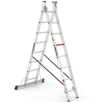 Çağsan İki Parçalı Çok Amaçlı Alüminyum Merdiven 2x8 Basamaklı - TSA5