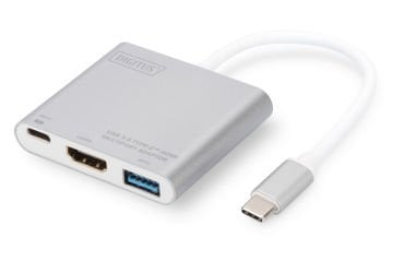 Assmann Digitus Usb 3.0 (Usb Tip C) Hdmı Grafik Adaptörü Usb 3.0 Hub Giriş: 1 X Usb Tip C Erkek (Bilgisayar Bağlantısı) Çıkış: 1 X Usb 3.0 Usb-A Dişi 1 X Şarj Özellikli Usb Tip C (Pd 2.0) Dişi (60W) 1 X Hdmı A (19-Pin) Dişi (Ultra Hd, 4K, 3840 X 2160