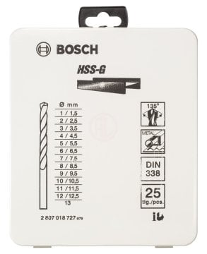 Bosch Metal Matkap Ucu HSS-G DIN 338 Set (25 Parça) - 2607018727