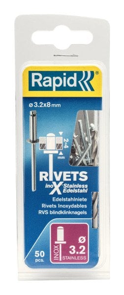 Rapid Perçin Paslanmaz 3,2x8 mm (1 Paket/50 Adet) - 5000393